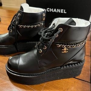 CHANEL Leather Platform Boots 2022 - Size 37 (New in Box, Never Worn)